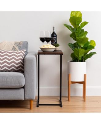 USA Wood and Metal Frame Side Table, Accent Sofa End Table Coffee Snack, Bedroom Night Stand, Living Room Computer Desk, C-Shape Wide