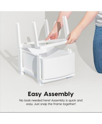 USA 4 Slim Drawer Storage, Organizer Unit for Bedroom, Closet, Kitchen, Bathroom, Laundry Room, Dorm, White Frame with Matte White Front Panels, Set of 1