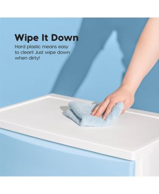 USA 4 Wide Drawer Storage, Organizer Unit for Bedroom, Closet, Living Room, Nursery, Dorm, White Frame with Matte Soft-Blue Front Panels, Set of 1