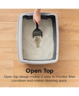 USA USA Open Top Cat Litter Tray with Scoop and Scatter Shield, Cat Litter Pan, Cat Pan, Navy
