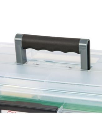 USA 19 Qt. WEATHERPRO Plastic Office Storage Portable Letter Size File Box with Organizer-Lid and Seal and Secure Latching Buckles, Clear