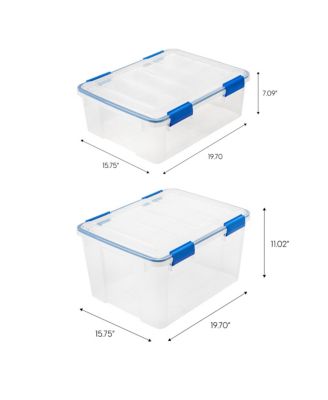 44 Quart and 26.5 Quart WeatherPro Storage Box Combo with Durable Lid and Seal and Secure Latching Buckles