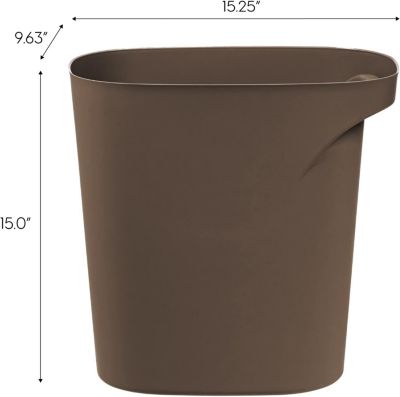6 Gallon / 24 Quart Plastic Wastebasket Trash Cans for Home, Office, Bedroom, Bathroom, Brown, 3-Pack