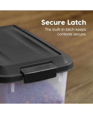 USA 30 Lbs / 33 Qt Airtight Dog Food Storage Container with Attachable Casters, 2 Pack, for Dog Cat Bird and Other Pet Food Storage Bin, Keep Fresh, Easy Mobility, Clear/Black