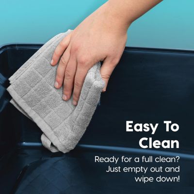 USA Extra Large Open Top Cat Litter Box with Scatter Shield, Sturdy Easy to Clean Open Air Kitty Litter Pan with Tall Spray, Navy