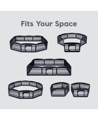 USA 24" Exercise 10-Panel Pet Playpen with Door, Small Medium Dogs, Keep Pets Secure, Easy Assembly & Storing, Fold It Down, Customizable, Black
