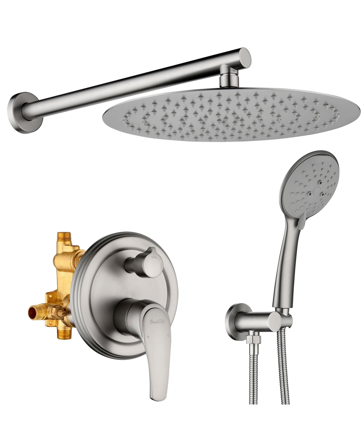 Boyel Living 5-Spray Patterns with 2.35 Gpm 12 in. Wall Mount Dual Shower Heads with Valve Included