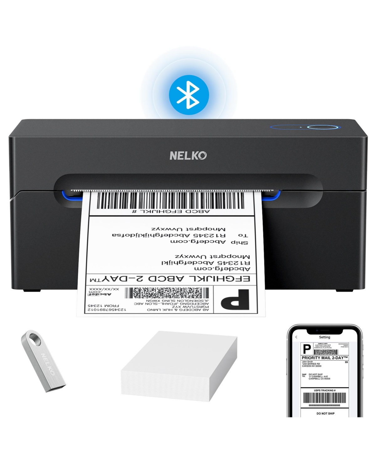 Nelko Bluetooth Thermal Shipping Label Printer, Wireless 4x6 Shipping Label Printer for Shipping Packages, Support Android, iPhone and Windows, Widely