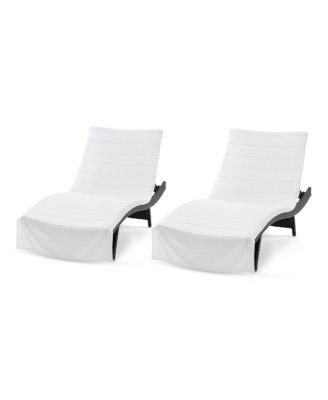 Cotton Terry Lounge Chair Covers, 2-Pack, 30" x 85" with Pocket Design
