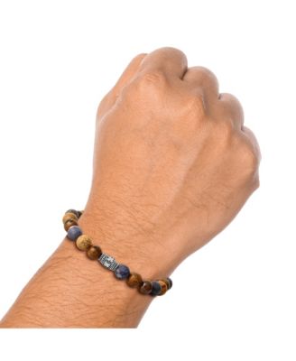 Sodalite, Picture Jasper and Tigers Eye Beaded Elastic Bracelet