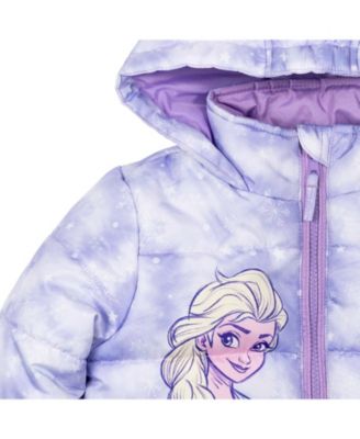 Toddler Girls Frozen Zip Up Puffer Jacket to (2T - 7-8)