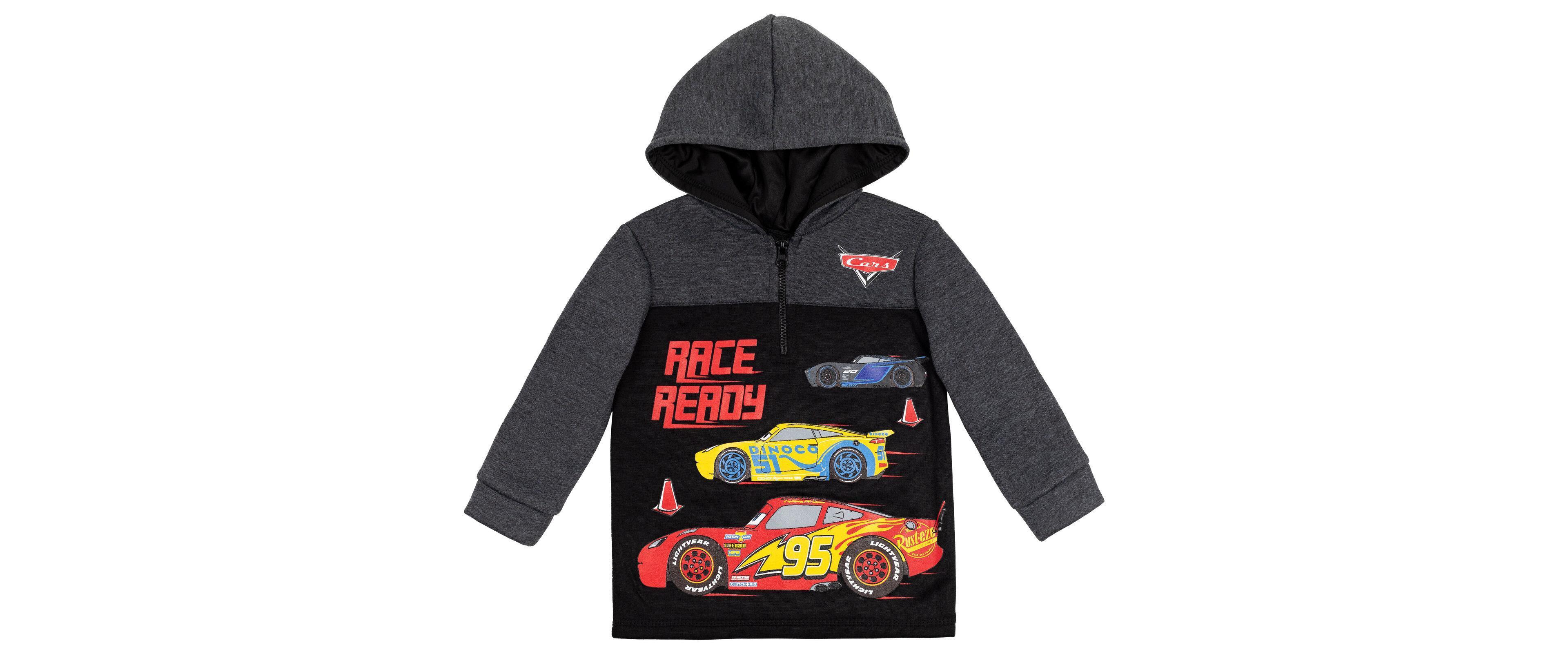 Disney Toddler Boys Pixar Cars Lightning McQueen Fleece Half Zip Pullover Hoodie to