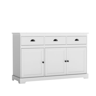 Modern Buffet Sideboard 53.5'' Storage Cabinet w/ 3 Drawers 3 Doors White
