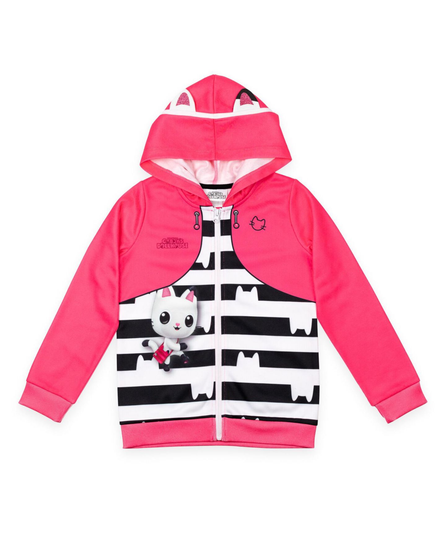 Худи Gabby's Dollhouse Dreamworks Zip Up to для девочек, цвет: Розовый / Чёрный — фото 1