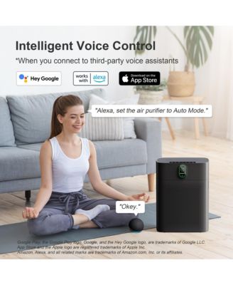 MORENTO Smart Air Purifier for home Large Rooms up to 1076 ft² Wi-Fi and Alexa compatible PM2.5 Air Quality Display Quiet Mode 24dB HEPA Filter Removes Dust Pollen Smoke