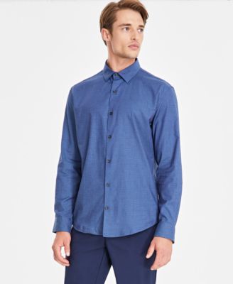 Alfani - Men's Modern Classic-Fit Stretch Dot Dobby Button-Down Shirt