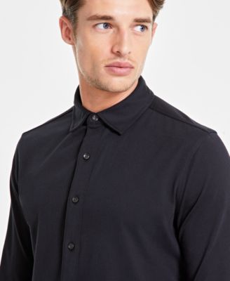 Alfani Men's Classic-Fit Heathered Jersey-Knit Button-Down Shirt, Created  for Macy's - Macy's