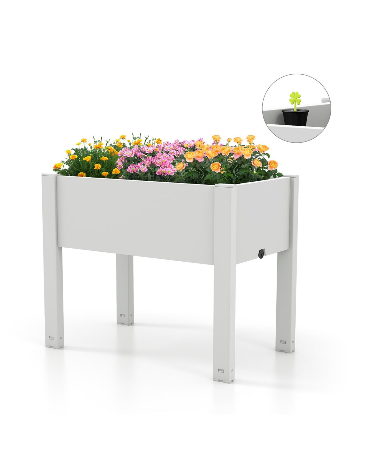 Slickblue Raised Bed Grow Box Self-Watering Planter Box Stand with Water Level Monitor