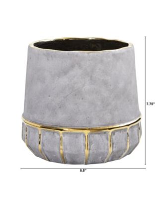 8.5" Regal Stone Decorative Planter with Gold Accents