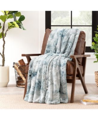 Premium Wolf Faux Fur & Sherpa Minky Reversible Blanket, Throw