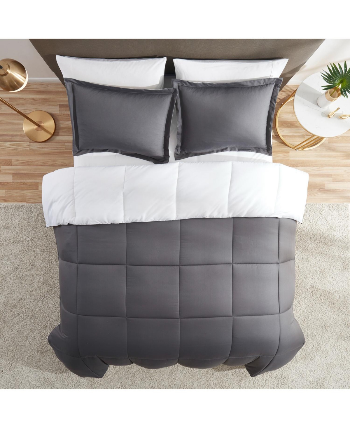 Empyrean Bedding Down Alternative Comforter, All Season Quilted Duvet Insert -grey