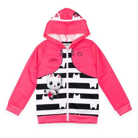 Худи Gabby's Dollhouse Dreamworks Zip Up to для девочек-малышей, цвет: Розовый / Чёрный