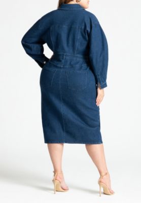 Plus Size Oversized Denim Midi Dress