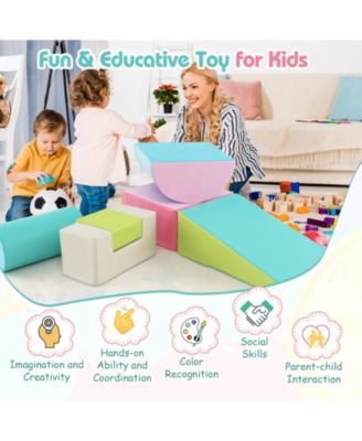 Kids 6 Pieces Foam Climbing Blocks Indoor Climb and Crawl Activity Playset with Rectangles