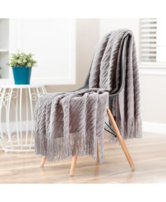 Premium Acrylic Knit Throw with Tassels, 50" x 65"