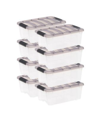 USA 13 Quart Stack & Pull Clear storage Box, Gray, 8 Pack