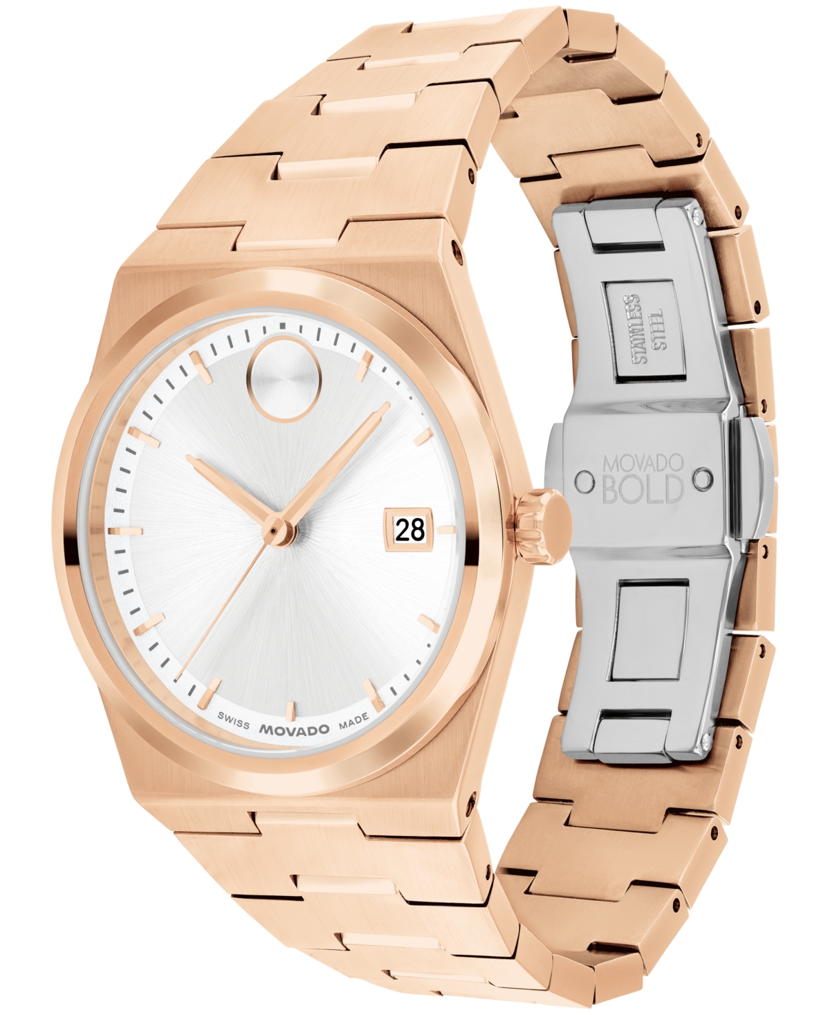 Movado Women's Bold Quest Swiss Quartz Ionic Plated Rose Gold Steel Watch 35mm In Rose-gold