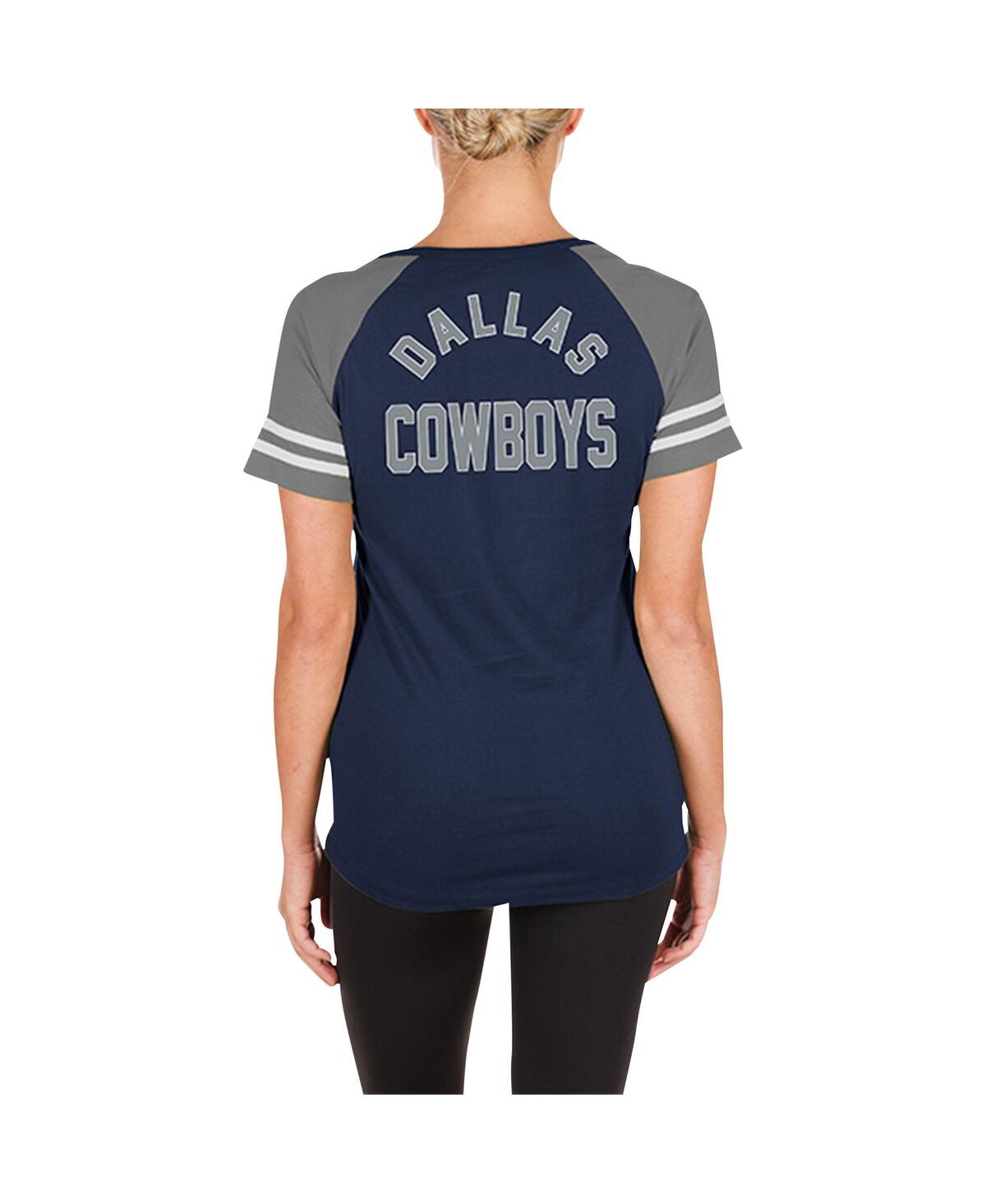 NEW ERA WOMEN'S NAVY DALLAS COWBOYS LACE-UP RAGLAN T-SHIRT 