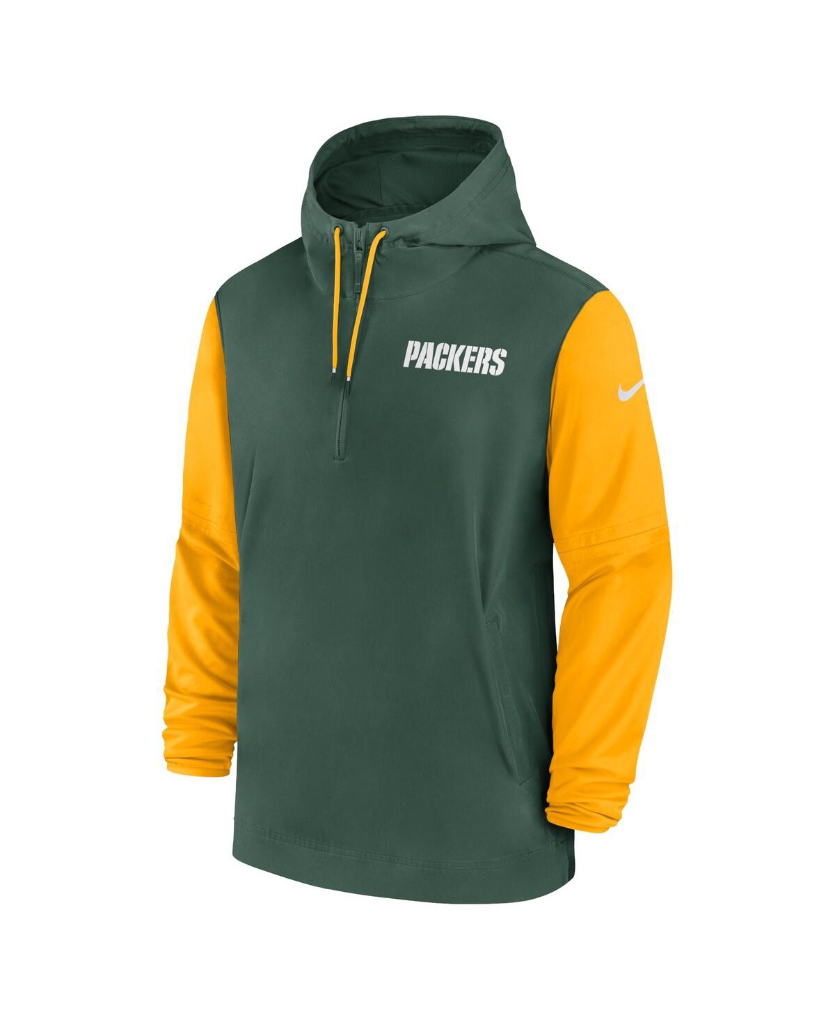 Nike Men'sGold Green Bay Packers 2024/25 Sideline Pre-Game Player 1/2-Zip Hoodie Jacket - Green, Gold