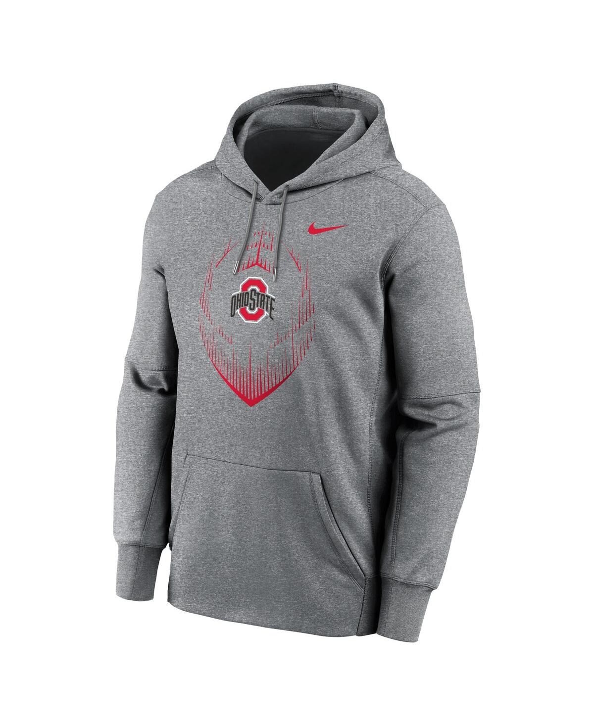 Nike Men'sOhio State Buckeyes Football Icon Performance Fleece Pullover Hoodie - Heather Gray