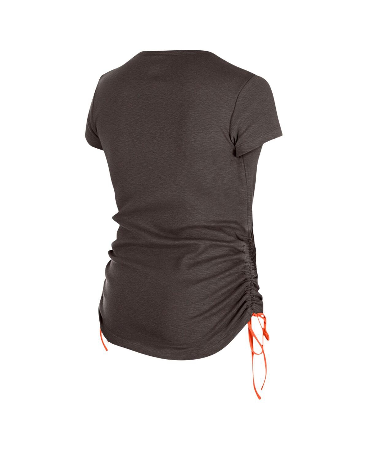 NEW ERA WOMEN'S BROWN CLEVELAND BROWNS RUCHED SIDE T-SHIRT 