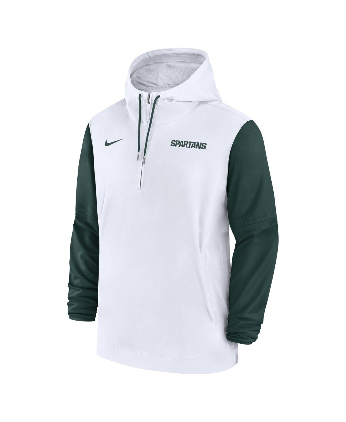 Nike Men'sMichigan State Spartans 2024 Sideline Pregame Player Half-Zip Hoodie - White, Green