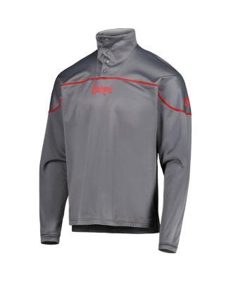 Men's Gray Nebraska Huskers AEROREADY Knit Quarter-Snap Jacket