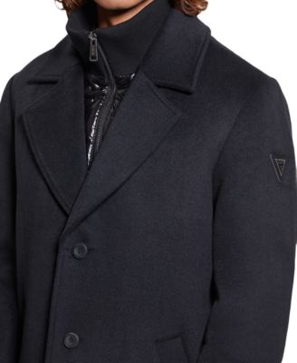 Men's Wool Blend Coat with Removable Quilted Bib