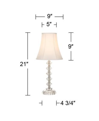 Bohemian Country Cottage Accent Table Lamp 21" High Clear Stacked Glass Off White Bell Shade for Bedroom Living Room Bedside Nightstand