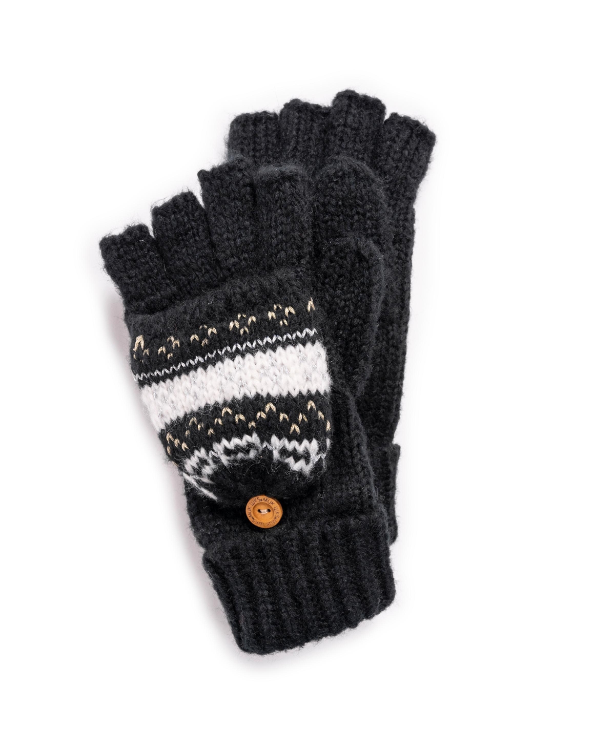 Muk Luks Women's Flip Mitten, Ebony, One Size