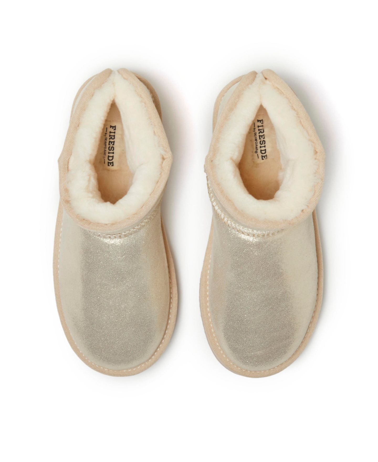 Женские ботинки Dearfoams Fireside by Riverland Genuine Shearling Micro Bootie, цвет: Золотой — фото 5
