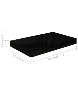 Floating Wall Shelf High Gloss Black 15.7"x9.1"x1.5" MDF