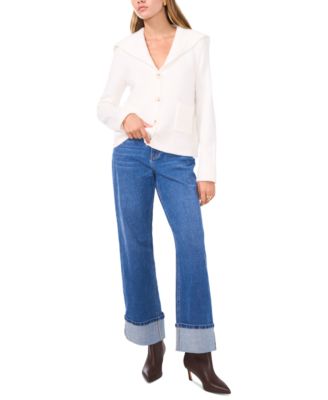 Women's V-Neck Collared Cardigan