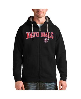 Men's Black Washington Nationals Team Logo Victory Full-Zip Hoodie