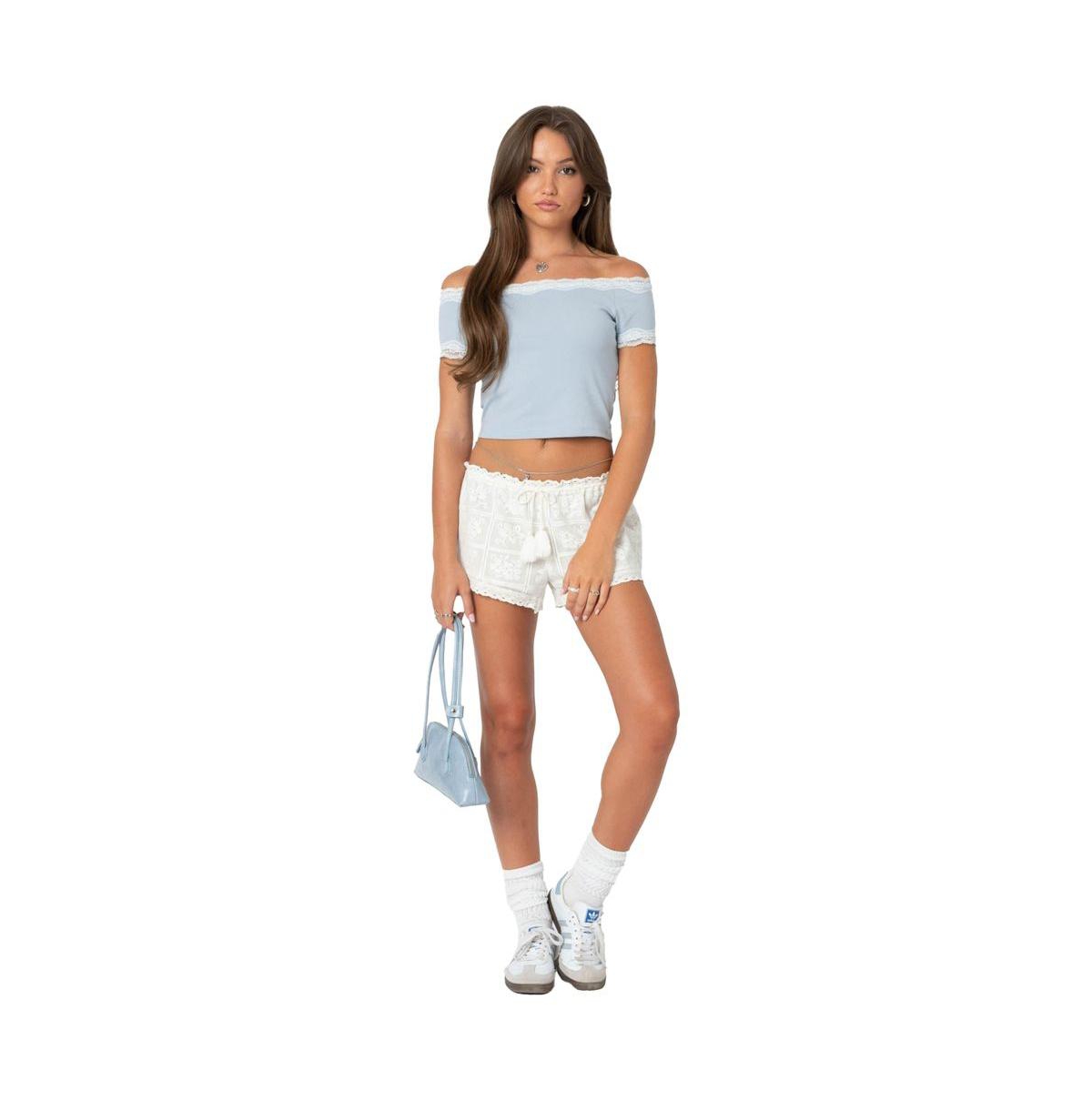 Edikted Women's Needlepoint Lacey Shorts