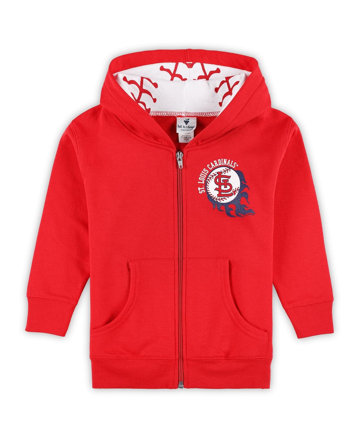 Soft As A Grape Toddler Red St. Louis Cardinals Baseball Full-zip Hoodie Jacket In Red