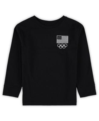 Little Boys and Girls Black Team USA 2024 Flag Rings Long Sleeve T-Shirt