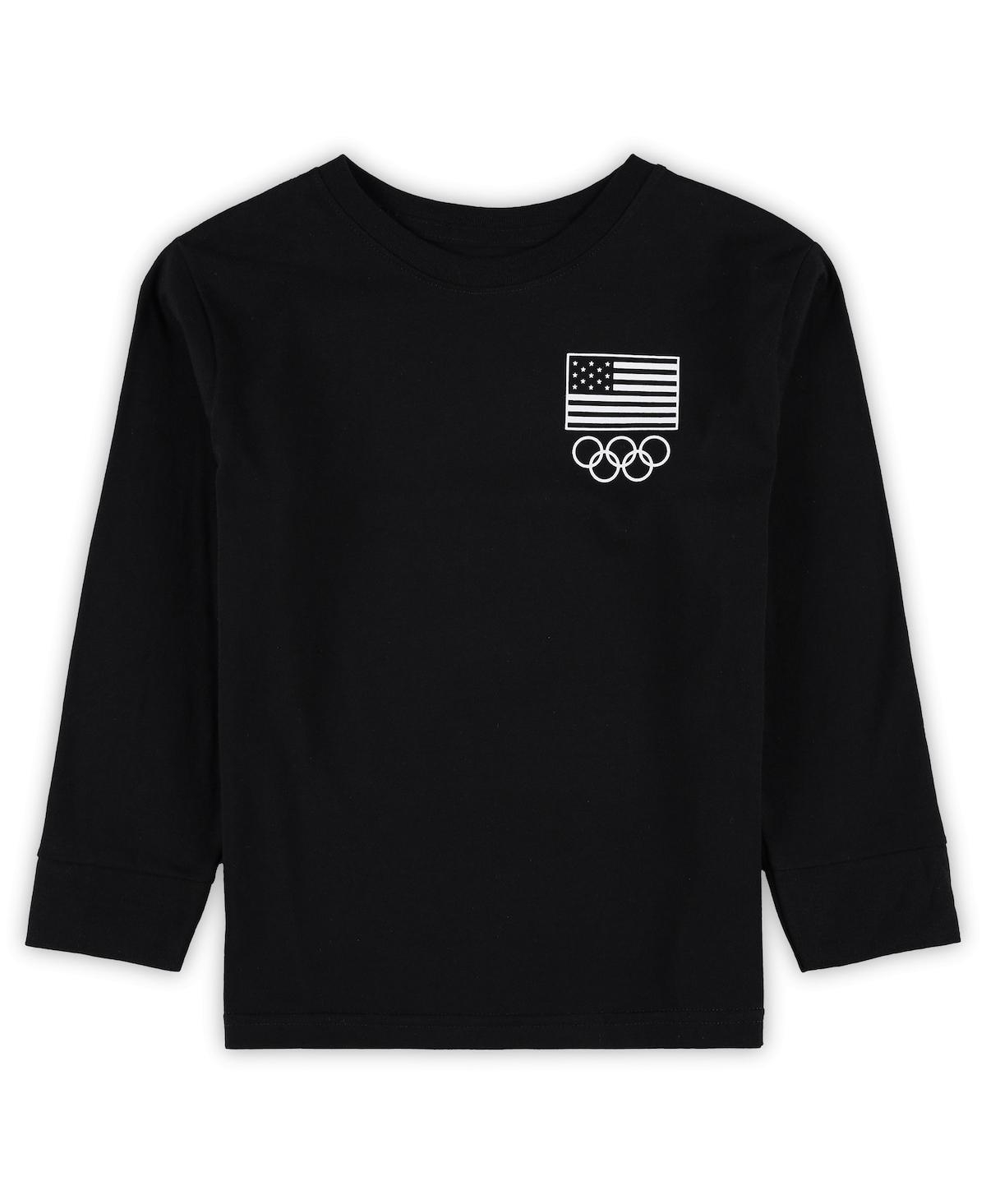 Outerstuff Little Boys And Girls Black Team Usa 2024 Flag Rings Long Sleeve T-shirt In Black
