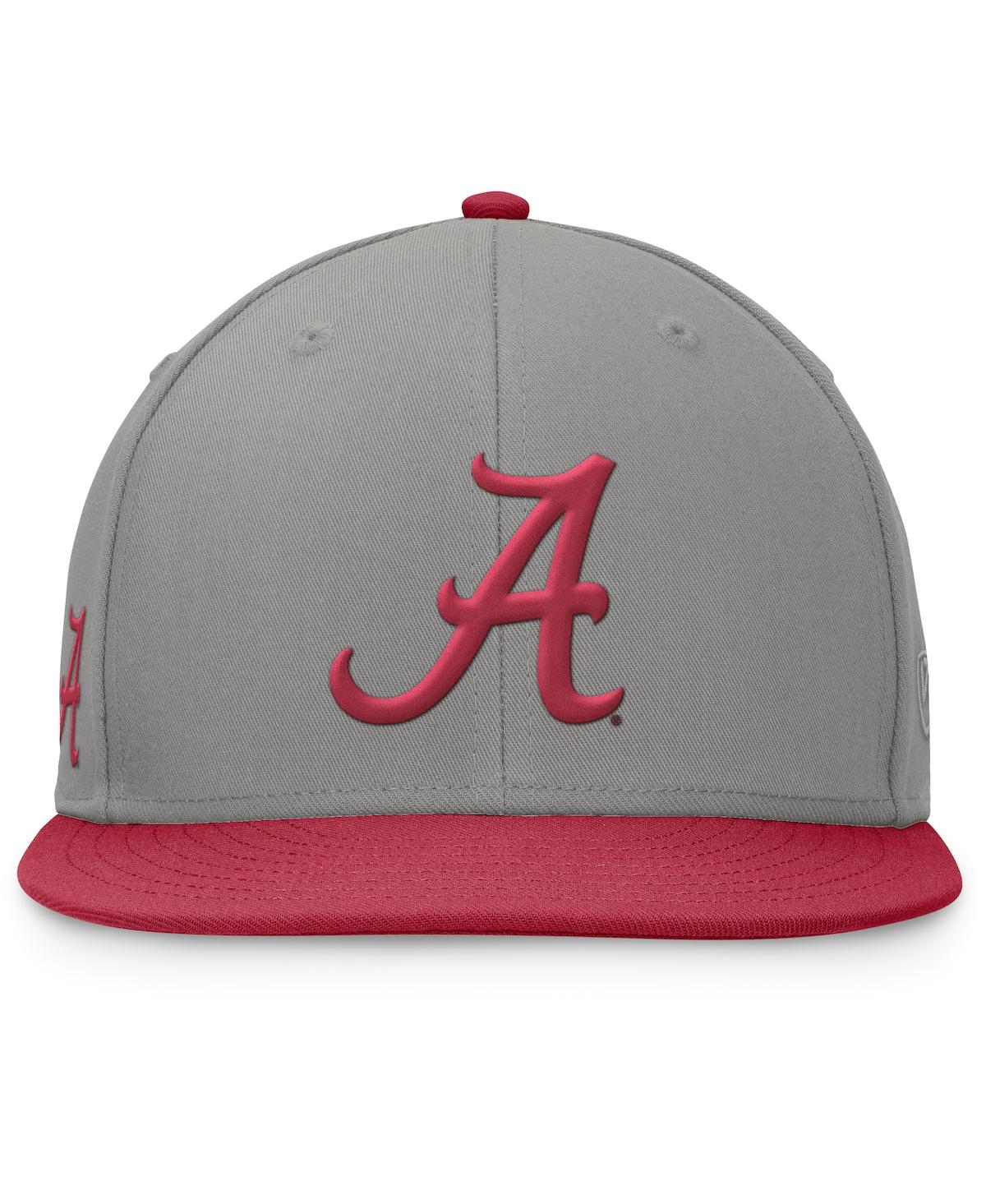 Top Of The World Men's Gray/crimson Alabama Crimson Tide Rally Two-tone Fitted Hat In Gray,crimson