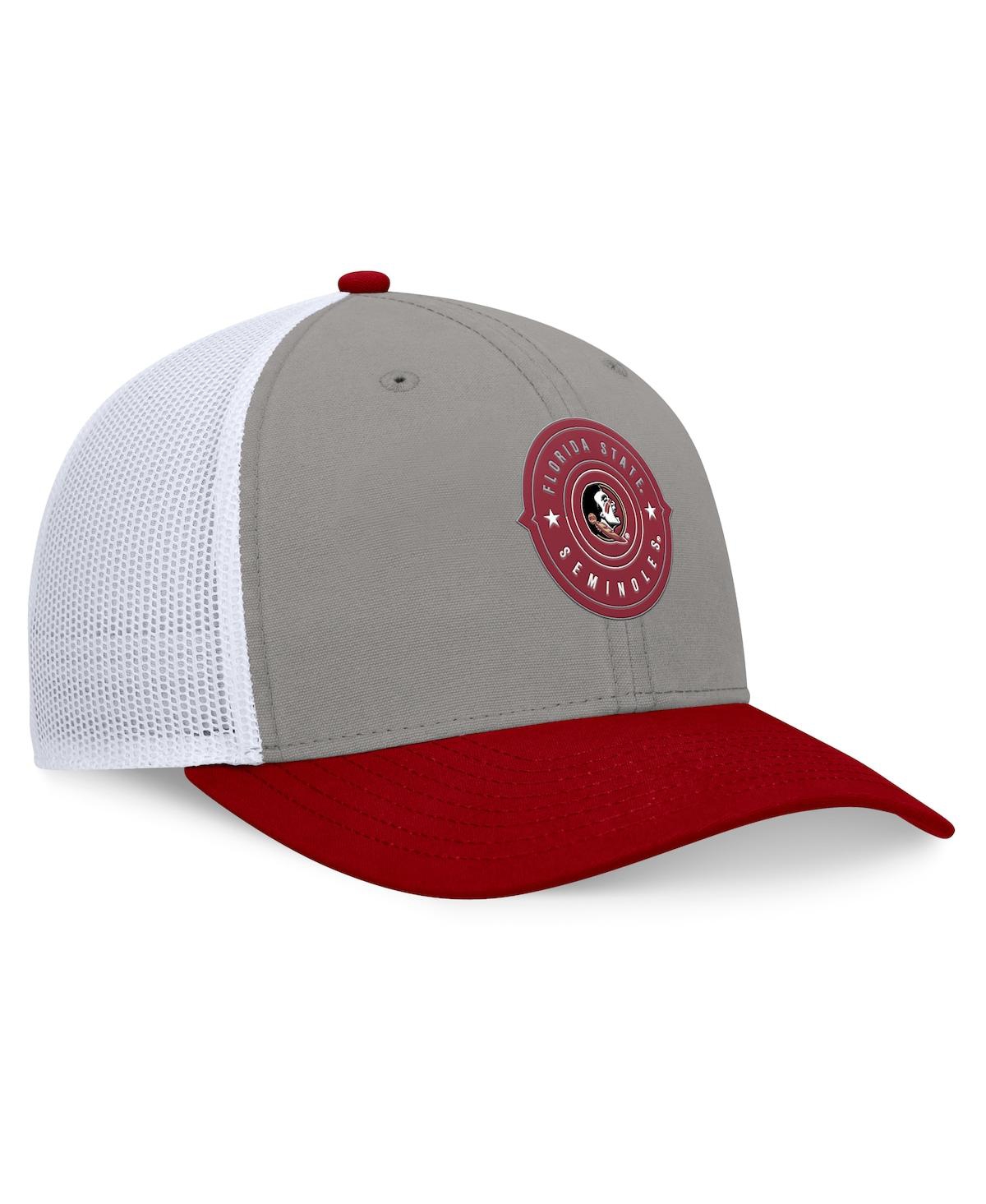 Top Of The World Men's Gray/garnet Florida State Seminoles Rob Trucker Adjustable Hat In Gray,garnet